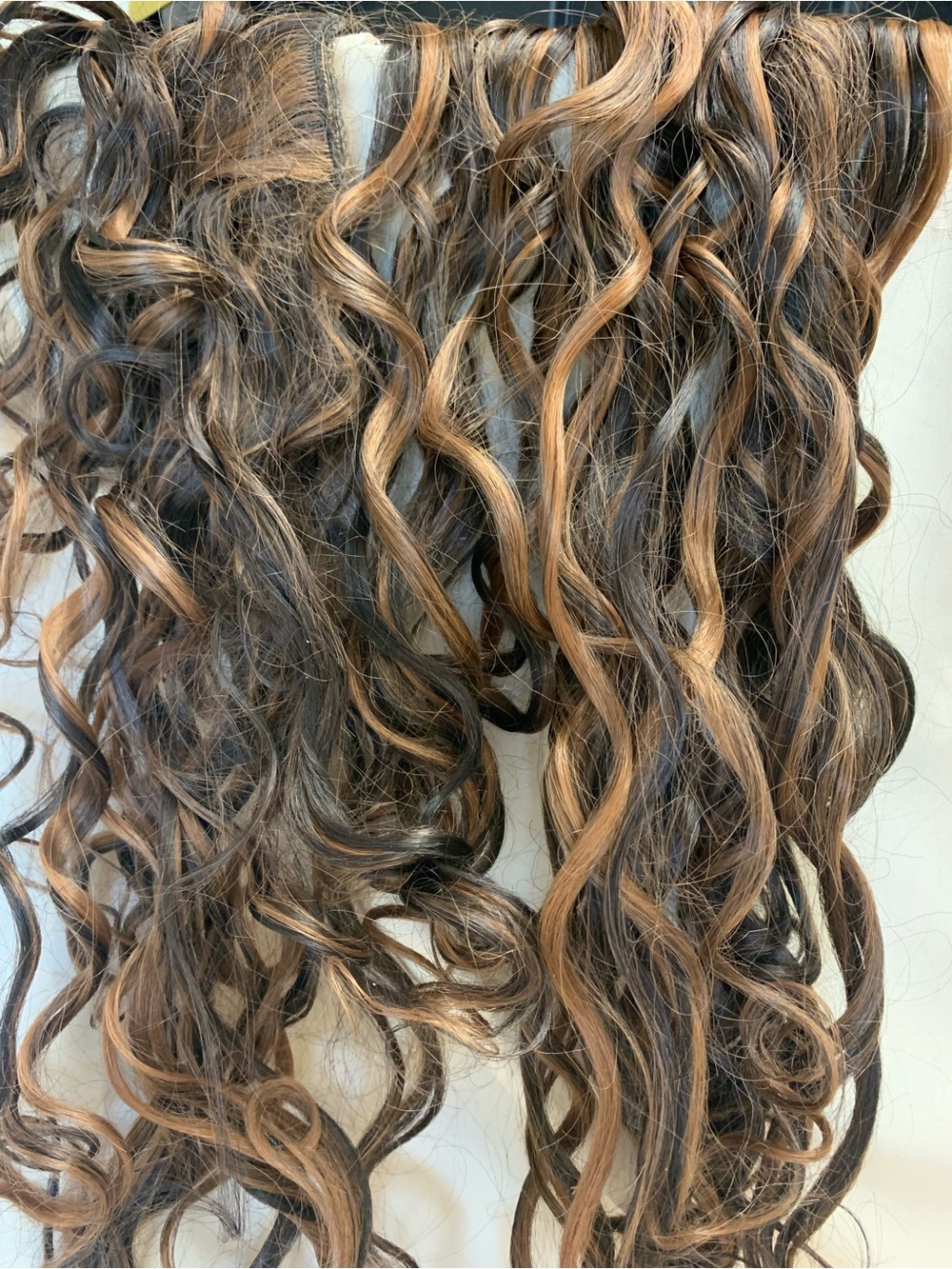 Wavy Clip-In Hair Extensions - Dark Brown with Caramel Highlights